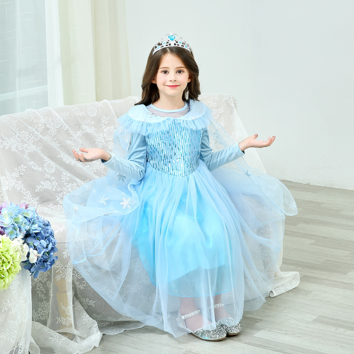 Frozen princess dress Aisha girls dress Aisha elsa children's Christmas costume long-sleeved - Image 3