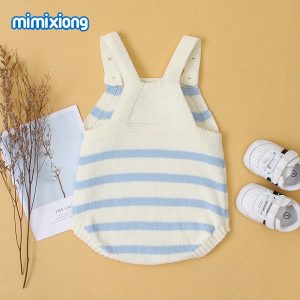 Ins hot-selling baby five-pointed star hollow cotton knitted bag farts striped splicing