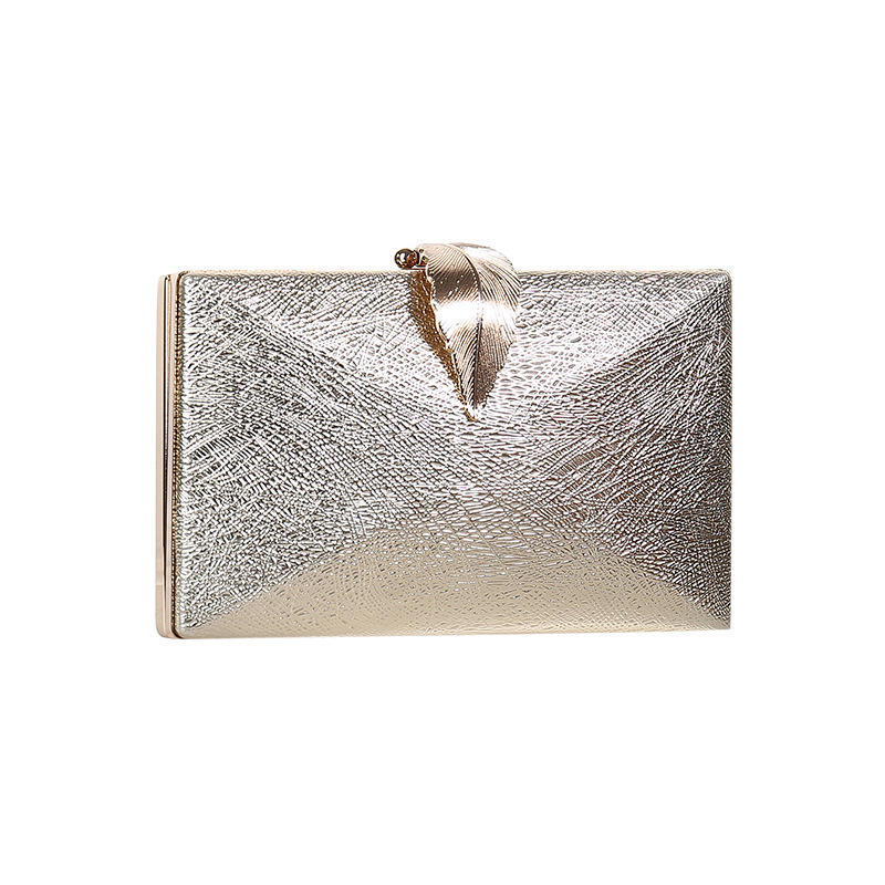 High-quality textured square box-shaped metal leaf evening bag banquet dress bag clutch bag crossbody handbag small square bag for women - Image 5