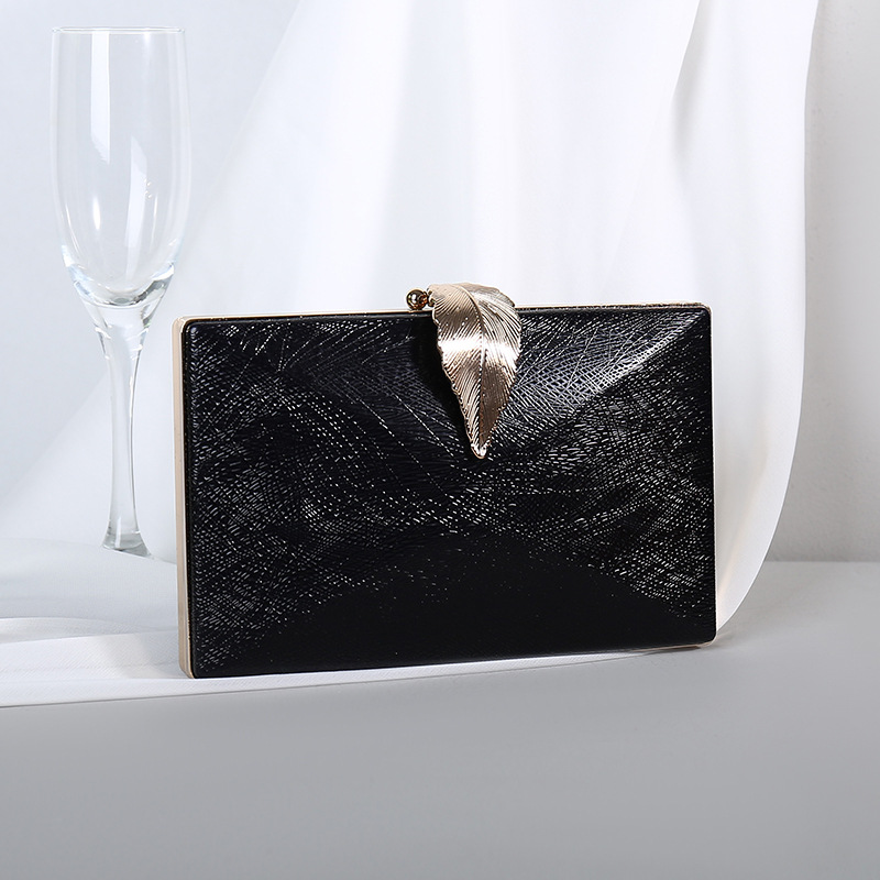 High-quality textured square box-shaped metal leaf evening bag banquet dress bag clutch bag crossbody handbag small square bag for women - Image 6