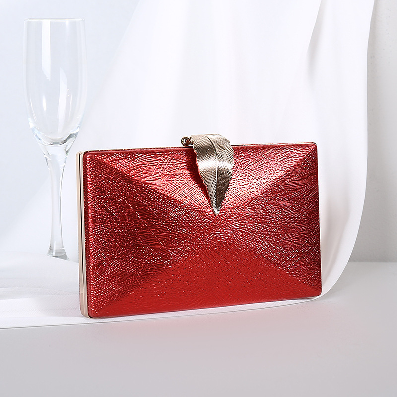 High-quality textured square box-shaped metal leaf evening bag banquet dress bag clutch bag crossbody handbag small square bag for women - Image 8