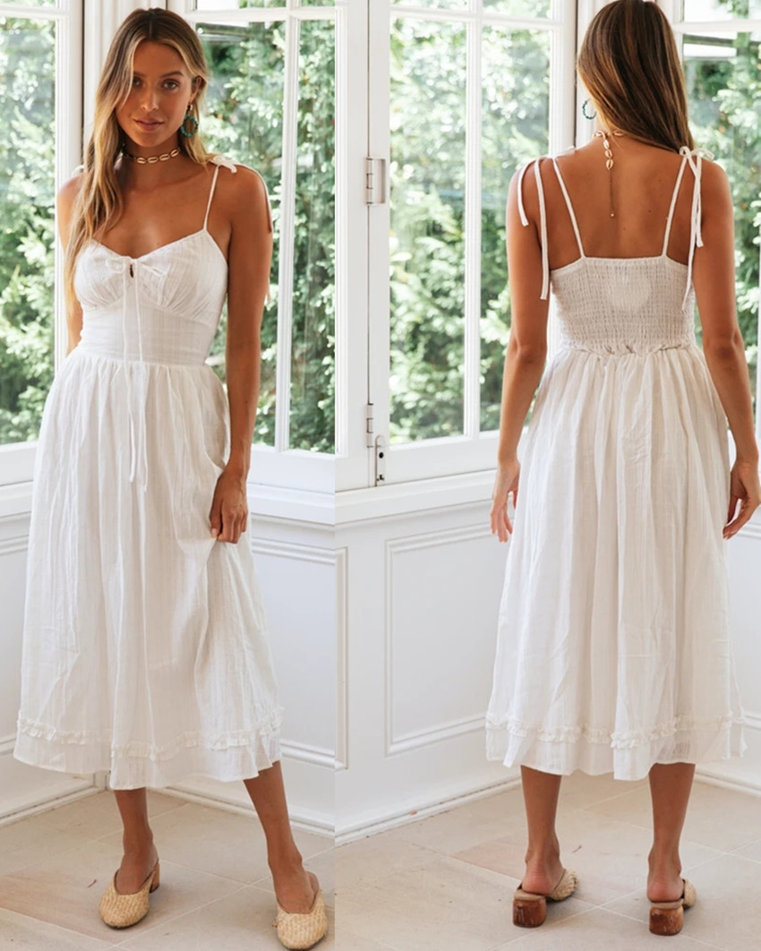 2020 Amazon AliExpress cross-border foreign trade summer new fashion sexy suspender skirt V-neck big swing dress - Image 2