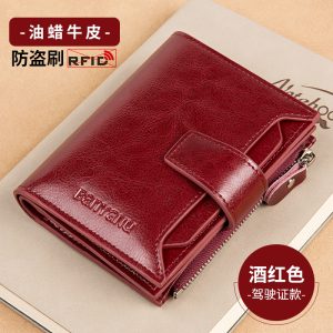 2025 New Genuine Leather Women's Wallet Multifunctional Anti-theft Card Holder Short Large Capacity Folding Zipper Wallet