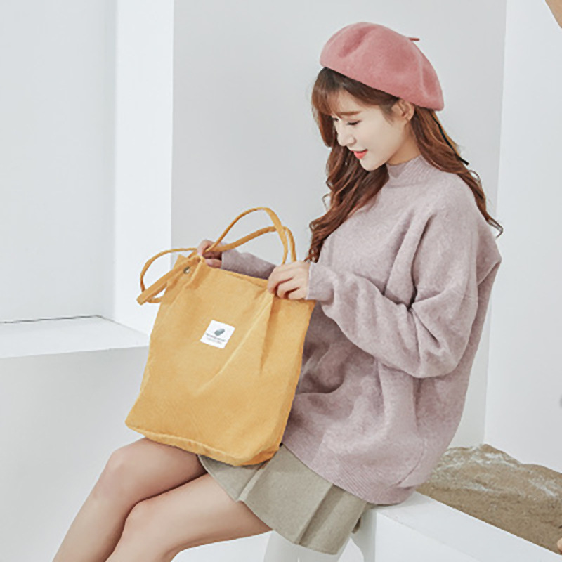 Factory direct supply shoulder bag women's shopping bag fashion canvas women's bag canvas bag large capacity corduroy shoulder bag - Image 10