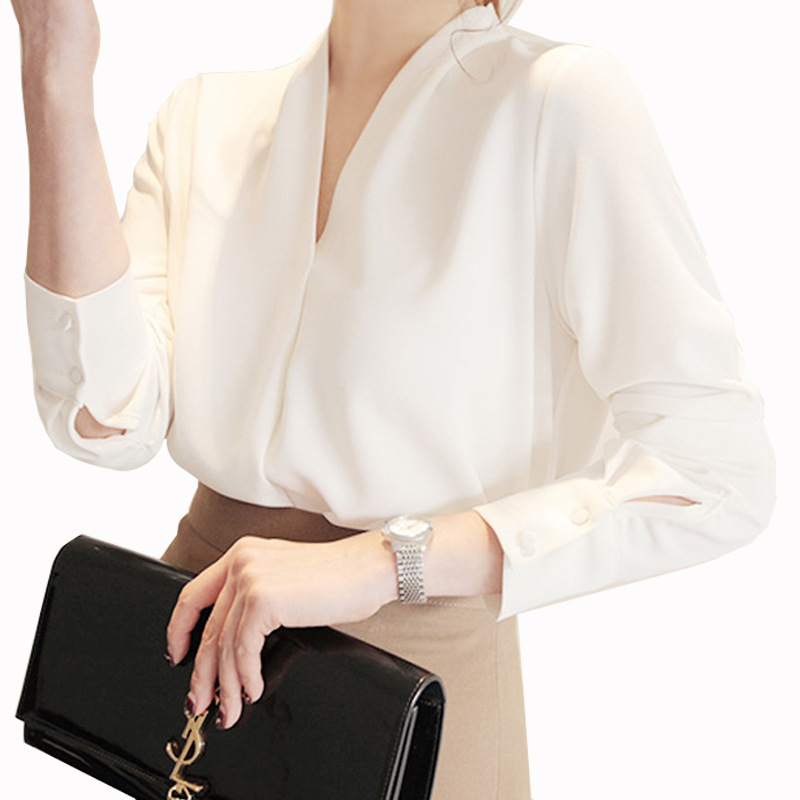 4-color 2025 Autumn New Long-sleeved Shirt, Loose Fit, Professional, Elegant, Goddess Style, Base Chiffon Blouse 938 - Image 4
