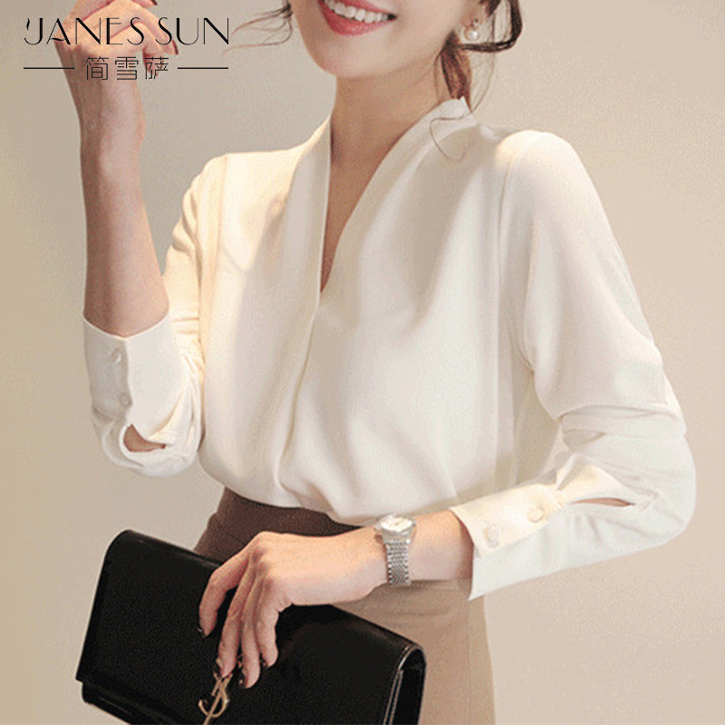 4-color 2025 Autumn New Long-sleeved Shirt, Loose Fit, Professional, Elegant, Goddess Style, Base Chiffon Blouse 938 - Image 9