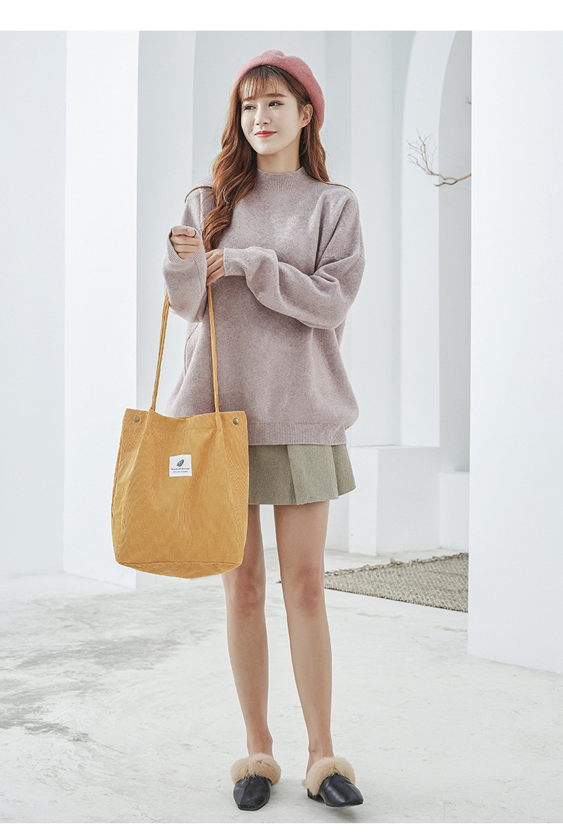 Factory direct supply shoulder bag women's shopping bag fashion canvas women's bag canvas bag large capacity corduroy shoulder bag - Image 4