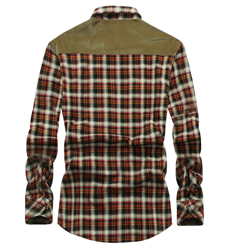 Cross-border winter new men's fleece long-sleeved plaid shirt warm business casual fashion cotton shirt European size - Image 5