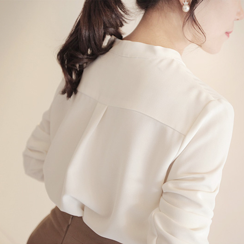 4-color 2025 Autumn New Long-sleeved Shirt, Loose Fit, Professional, Elegant, Goddess Style, Base Chiffon Blouse 938 - Image 3