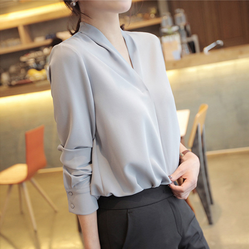 4-color 2025 Autumn New Long-sleeved Shirt, Loose Fit, Professional, Elegant, Goddess Style, Base Chiffon Blouse 938 - Image 8