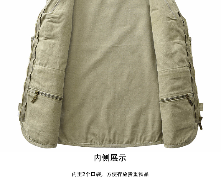 Photography vest outdoor leisure middle-aged and elderly reporters vest fishing multi-pocket cotton canvas plus size loose vest - Image 10