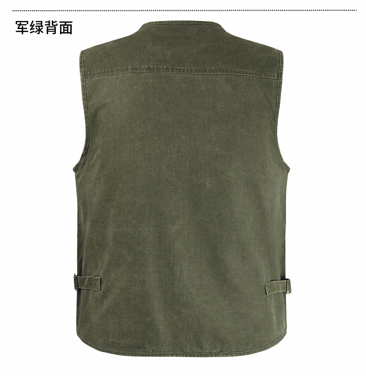 Photography vest outdoor leisure middle-aged and elderly reporters vest fishing multi-pocket cotton canvas plus size loose vest - Image 12