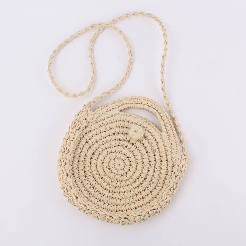 Factory direct sale ins new holiday beach woven bag round single-shoulder dual-use versatile leisure straw woven bag - Image 5