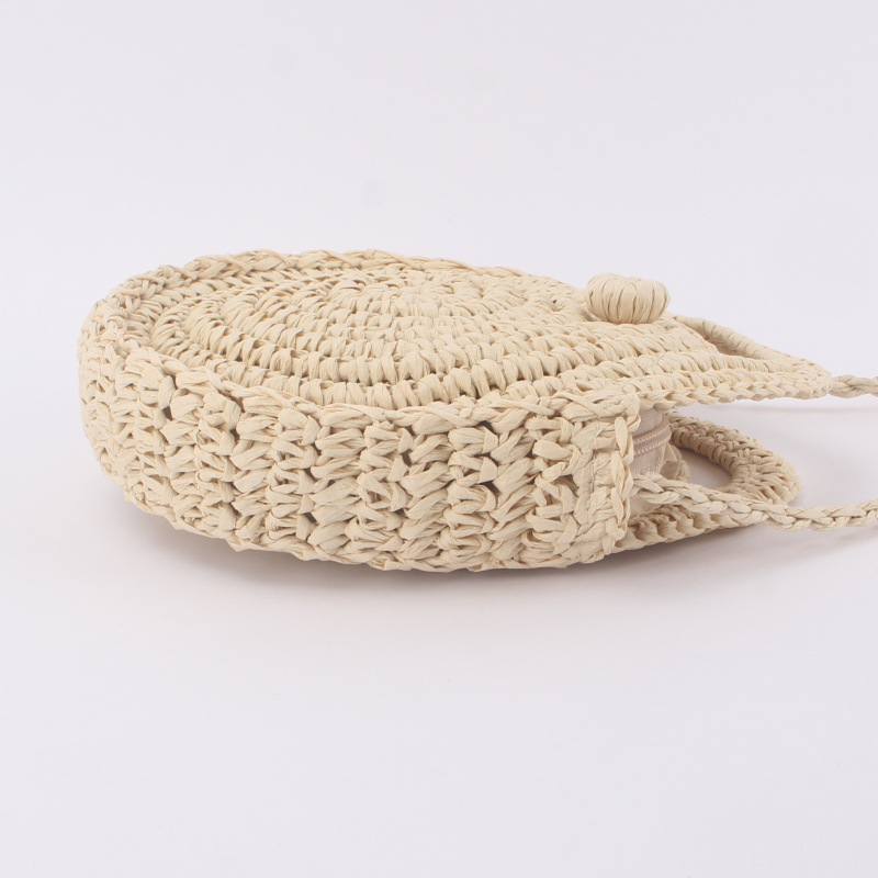 Factory direct sale ins new holiday beach woven bag round single-shoulder dual-use versatile leisure straw woven bag - Image 4