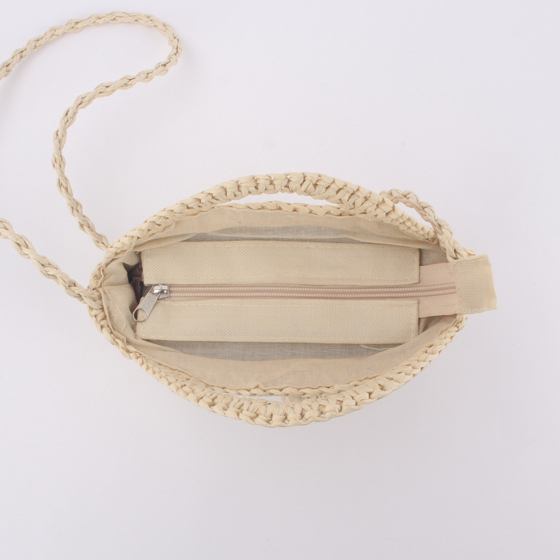 Factory direct sale ins new holiday beach woven bag round single-shoulder dual-use versatile leisure straw woven bag - Image 3