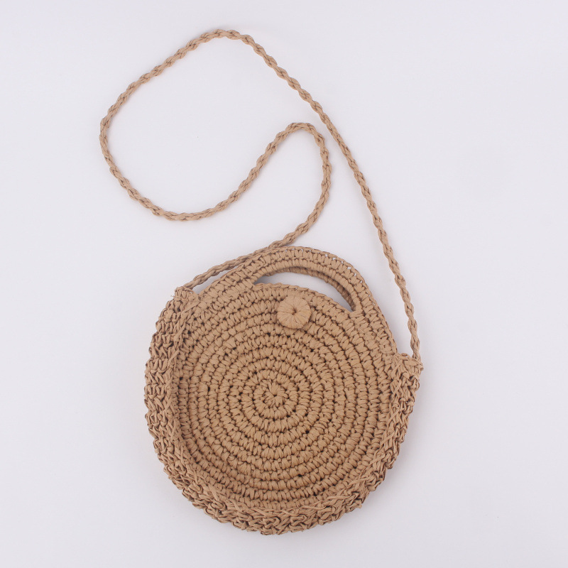 Factory direct sale ins new holiday beach woven bag round single-shoulder dual-use versatile leisure straw woven bag - Image 7