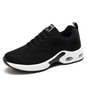 Cross-border large size women's shoes sports shoes summer running shoes fashion air cushion flying woven shoes hollow flying woven breathable women's shoes