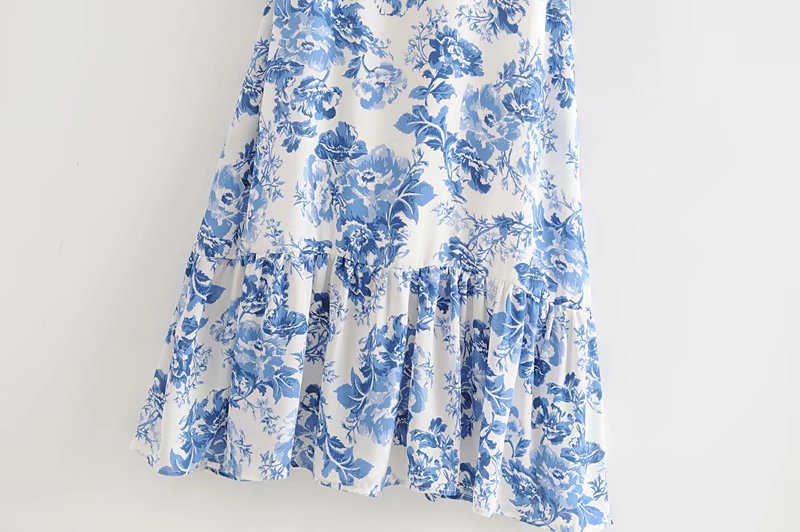 Europe and America Wholesale 2020 Summer New Blue and White Porcelain Long Suspender Dress Strap Backless Long Dress C7-0462 - Image 2