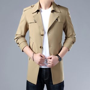 Long-term cross-border e-commerce spring and autumn mid-length windbreaker men's light luxury business men's jacket 8 colors on behalf of the shipping