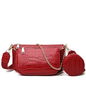High-end texture 2020 new female bag European style chain shoulder messenger bag crocodile pattern three-piece mother-in-law
