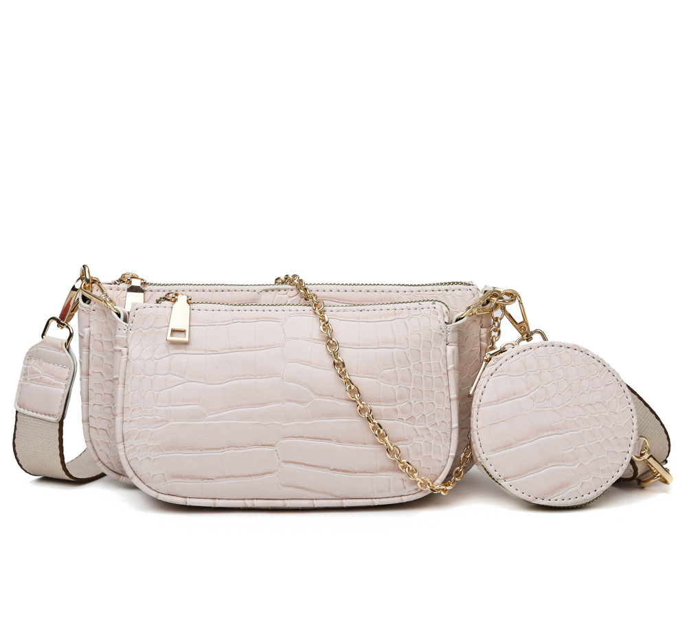 High-end texture 2020 new female bag European style chain shoulder messenger bag crocodile pattern three-piece mother-in-law - Image 2