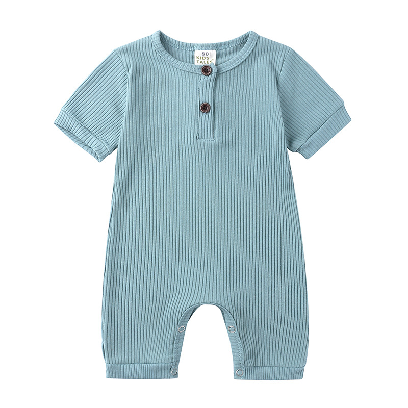 AliExpress hot style men's and women's baby clothes baby clothing summer solid color pit stripe baby short climbing jumpsuit on behalf of hair - Image 3