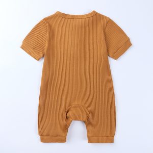 AliExpress hot style men's and women's baby clothes baby clothing summer solid color pit stripe baby short climbing jumpsuit on behalf of hair