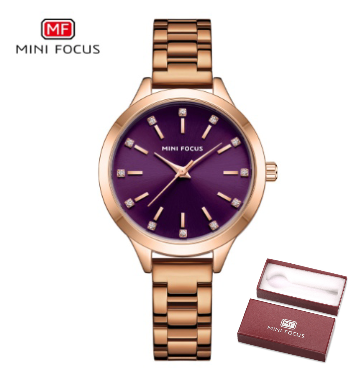 MINI FOCUS brand women's watch light luxury diamond women's watch simple steel belt waterproof women's watch MF0367L - Image 12