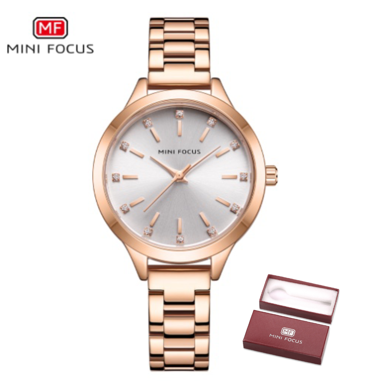 MINI FOCUS brand women's watch light luxury diamond women's watch simple steel belt waterproof women's watch MF0367L - Image 14