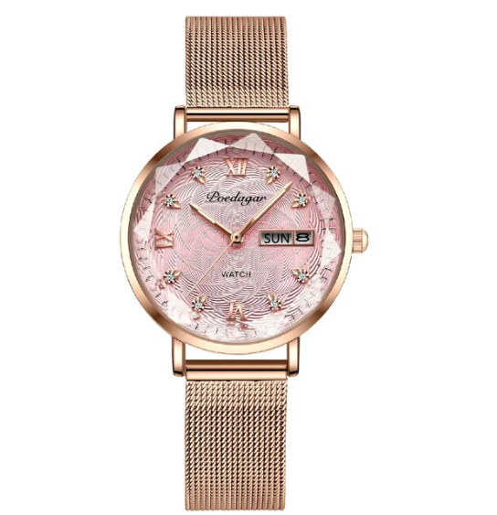 Berdagga new waterproof luminous ladies watch female student Korean version trendy double calendar quartz watch ultra-thin - Image 2