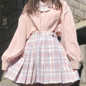 Preppy Shirt with Lantern Sleeves
