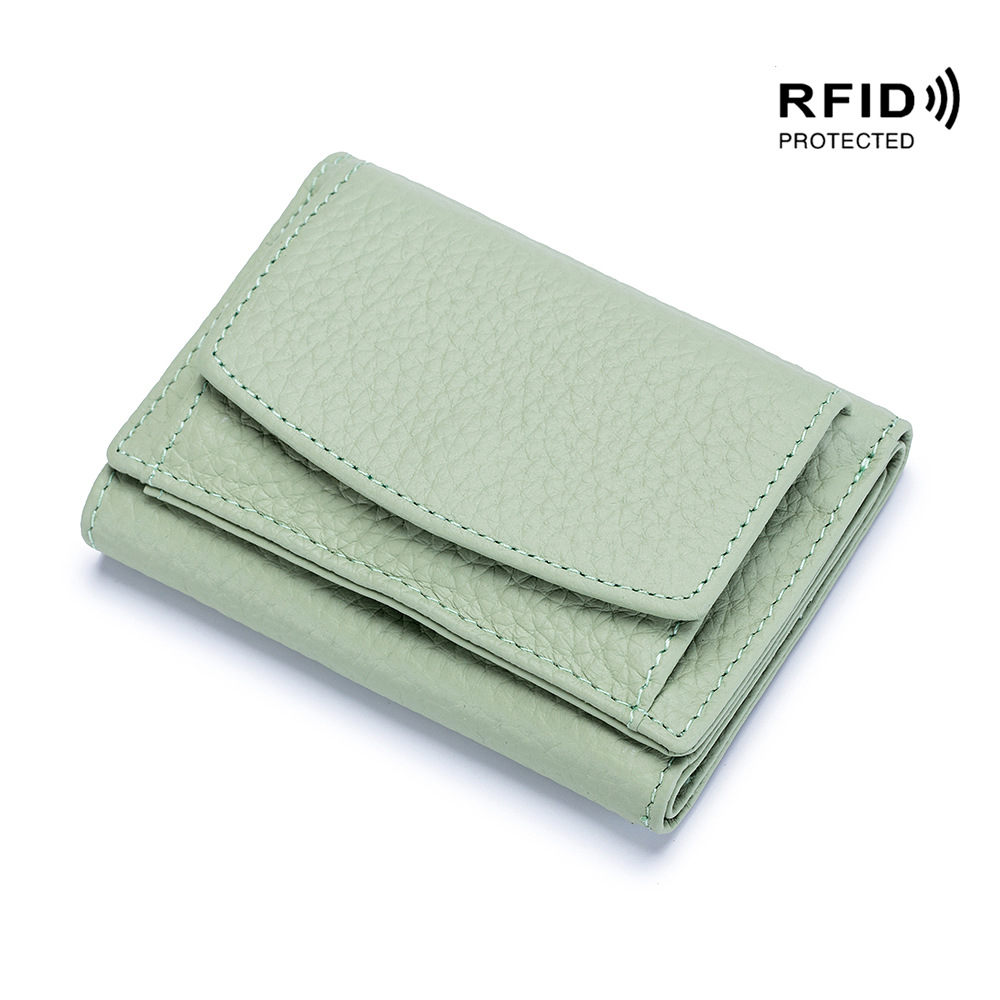 Small wallet women's genuine leather Japanese-style financial cloth rfid coin bag wallet foreign trade women's mini wallet short purse - Image 3