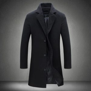 AliExpress 2019 foreign trade men's long solid color single-breasted windbreaker European and American large size casual woolen jacket wholesale
