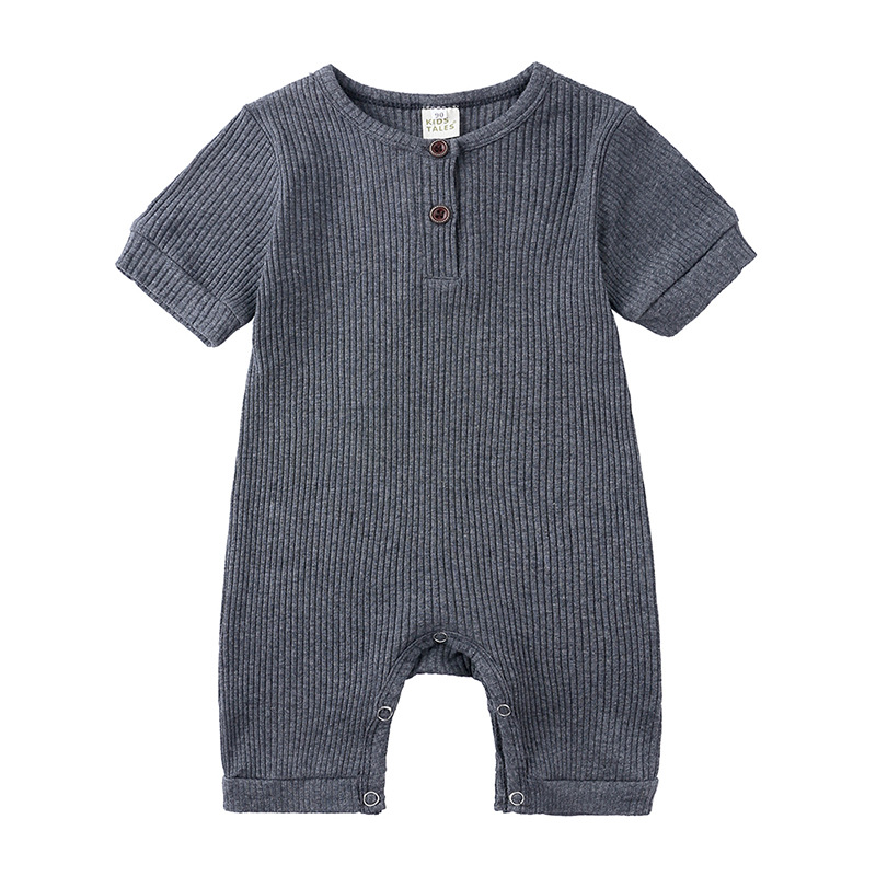 AliExpress hot style men's and women's baby clothes baby clothing summer solid color pit stripe baby short climbing jumpsuit on behalf of hair - Image 2