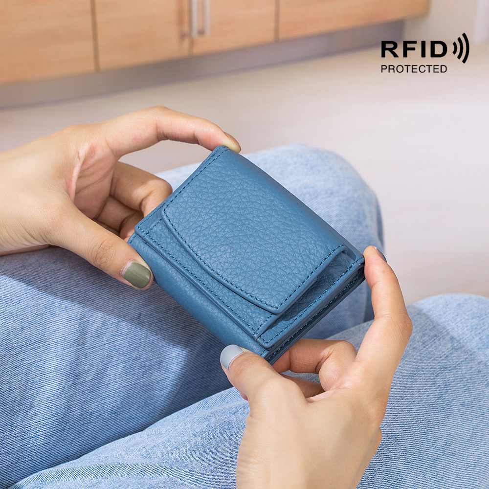 Small wallet women's genuine leather Japanese-style financial cloth rfid coin bag wallet foreign trade women's mini wallet short purse - Image 11