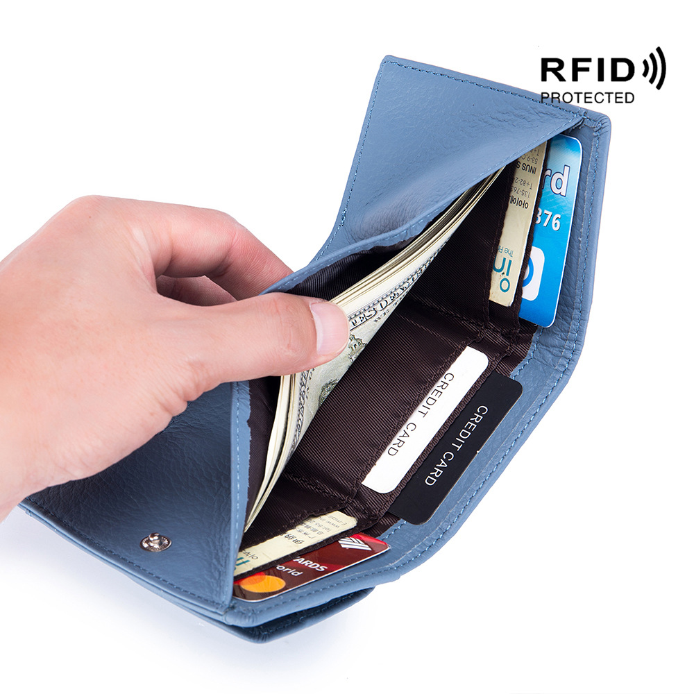 Small wallet women's genuine leather Japanese-style financial cloth rfid coin bag wallet foreign trade women's mini wallet short purse - Image 18