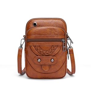 2021 new retro simple messenger bag ladies casual light pu leather mobile phone bag fashion shoulder bag