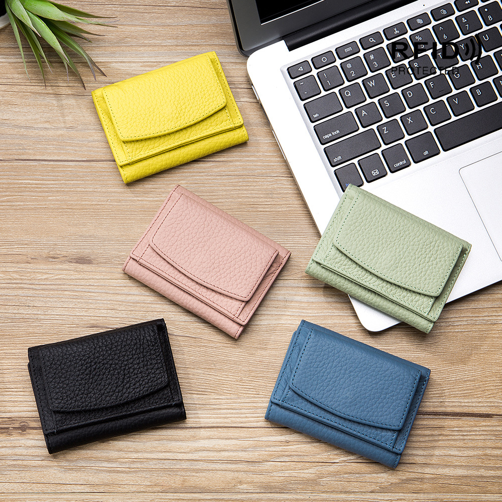Small wallet women's genuine leather Japanese-style financial cloth rfid coin bag wallet foreign trade women's mini wallet short purse - Image 8