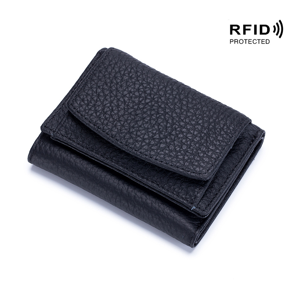 Small wallet women's genuine leather Japanese-style financial cloth rfid coin bag wallet foreign trade women's mini wallet short purse - Image 4
