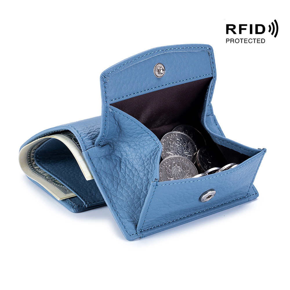 Small wallet women's genuine leather Japanese-style financial cloth rfid coin bag wallet foreign trade women's mini wallet short purse - Image 10
