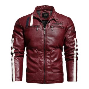 Factory direct sale men's leather clothes trendy motorcycle leather jacket washed and cotton leather jacket cross-border foreign trade autumn and winter embroidery color matching