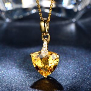 Small fresh citrine bracelet 18k golden diamond ring topaz heart-shaped earrings simple love necklace set