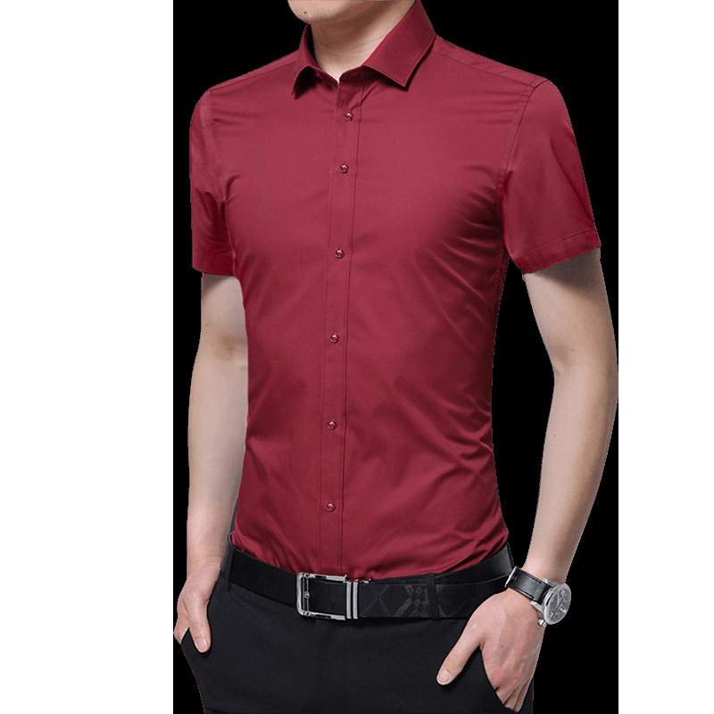 2021 Spring and Autumn New Men's Long Sleeve Shirt Youth Business Men's Lapel Solid Color Thin Non-iron Shirt - Image 16