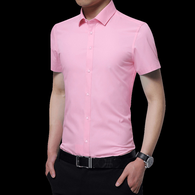 2021 Spring and Autumn New Men's Long Sleeve Shirt Youth Business Men's Lapel Solid Color Thin Non-iron Shirt - Image 15