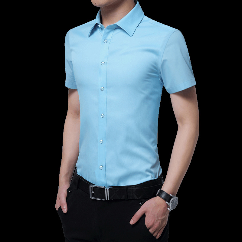 2021 Spring and Autumn New Men's Long Sleeve Shirt Youth Business Men's Lapel Solid Color Thin Non-iron Shirt - Image 8