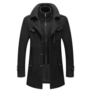 Men's Double-Collar Wool Coat