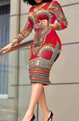 2020 Spring and Autumn Collection AliExpress Amazon Hot Sale European and American Sexy Fashion Digital Printed Dress - Image 2