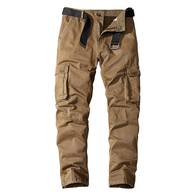 Men's casual pants, workwear, pure cotton workwear, straight sports trousers, autumn and winter men's casual multi-pocket pants, foreign trade trousers