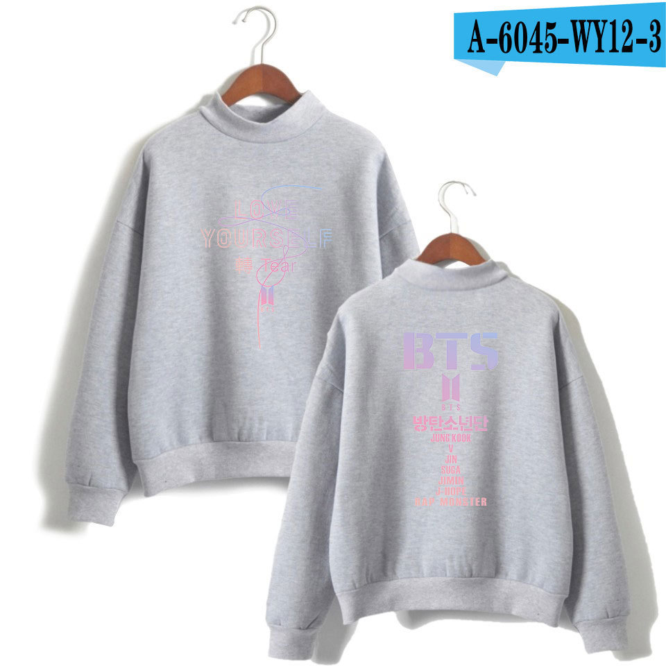 Team love yourself turtleneck round neck autumn and winter sweater street men's clothing - Image 22
