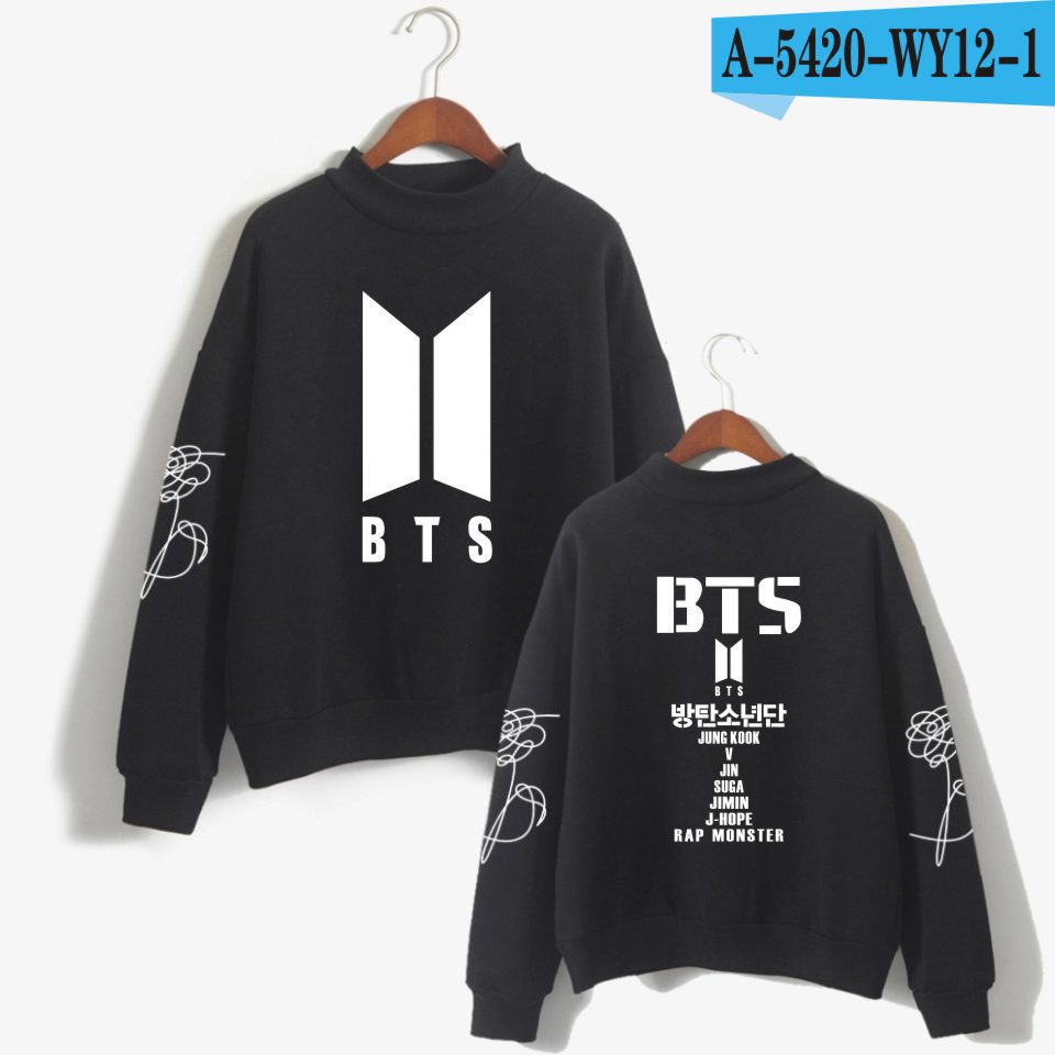 Team love yourself turtleneck round neck autumn and winter sweater street men's clothing - Image 5